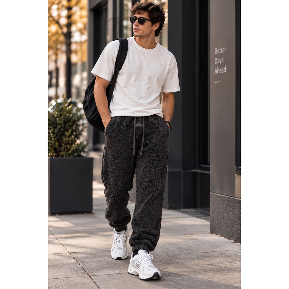 Fear of God Essentials Polar Fleece Sherpa Pants Charcoal Grey Mens M
